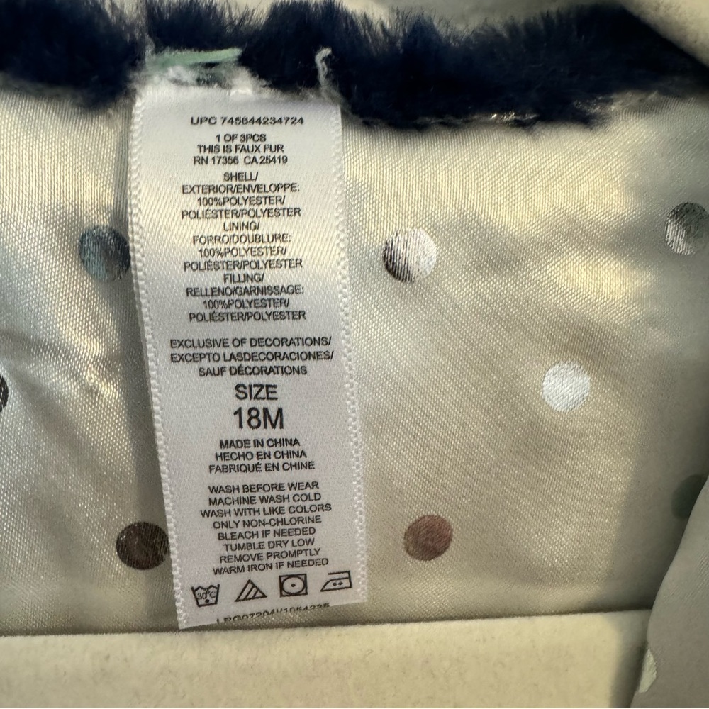 A Set of Little Me Faux Fur Baby Toddler Pea Coat and Leggings. Size 18M. - Picture 13 of 15